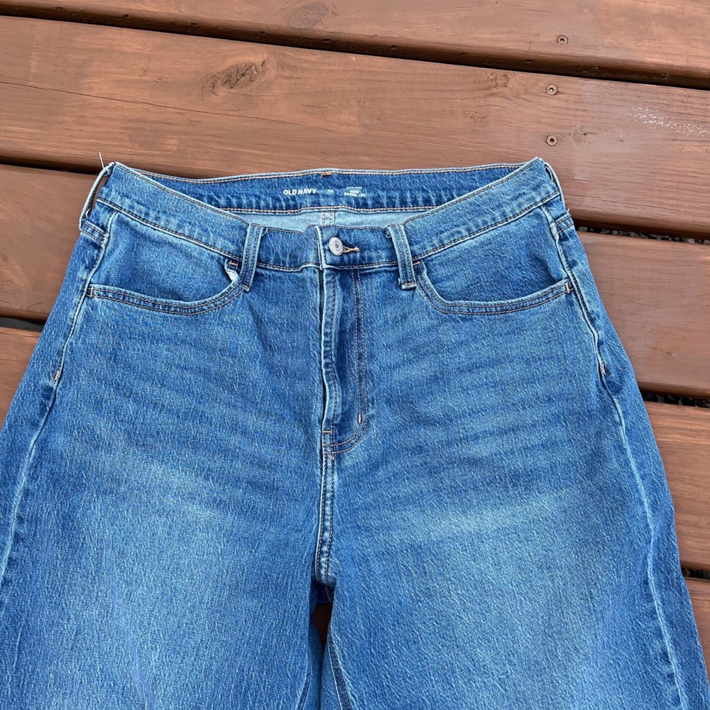 Old Navy Jeans High Rise Wow Barrel Leg Medium Wash Blue Denim 14 - Picture 3 of 5